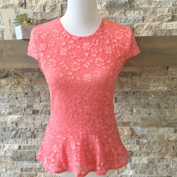 Moda International Tops - Peach Lace Top